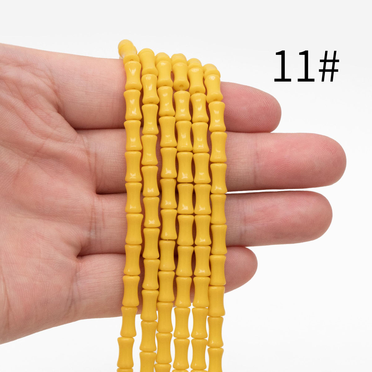 48pcs Smooth Tube Glass beads 4x8mm, Bamboo Shaped Crystal Beads, Multi Colors (GM-049)
