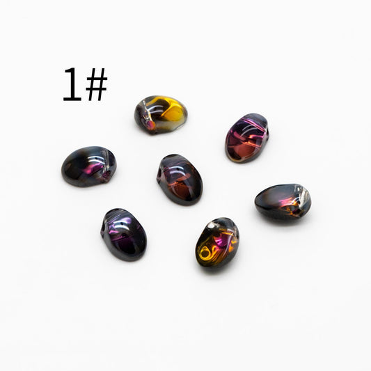 50 beads- Crystal Glass Leaf Beads, Unique Shaped Teardrop Beads, Multi Colors (#GM-033)