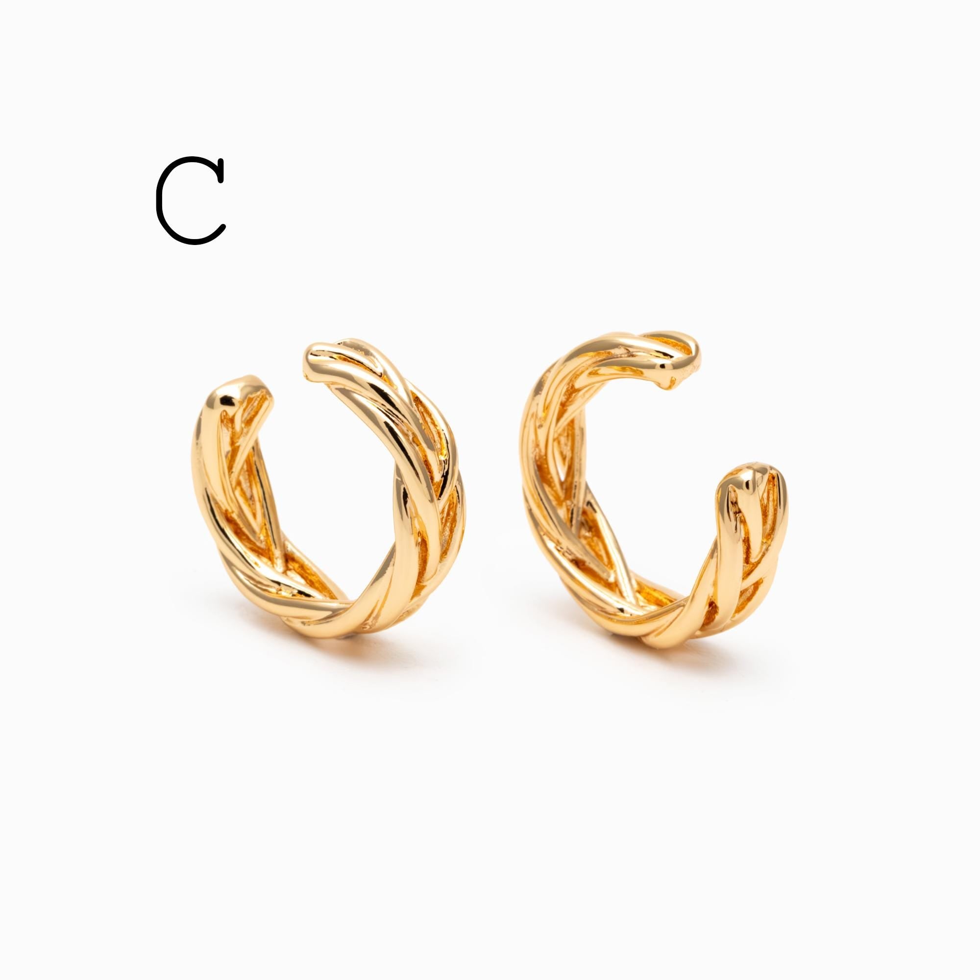 10pcs Gold Ear Cuff, Cartilage Ear Cuff, Gold Plated Ear Cuff, Knot Ear Cuff, Cartilage Earrings (GB-2121)