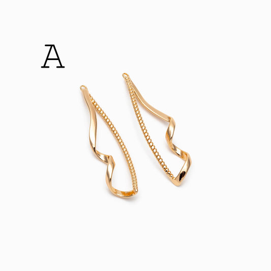 10pcs Gold/ Silver Earring Wire Charms, Gold/ Rhodium plated Brass Chain Bar Pendants, Earwire Connector Findings (GB-454)