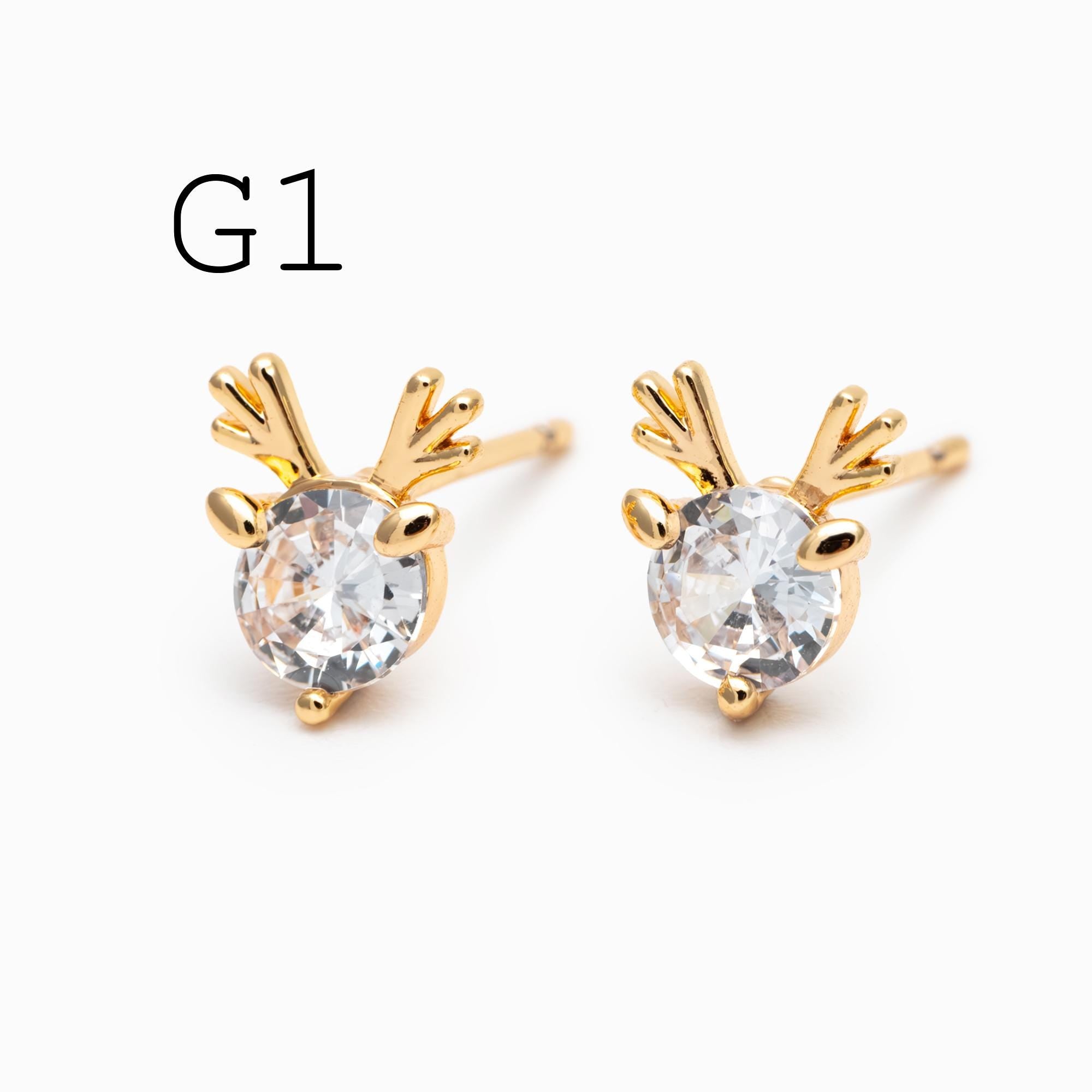 4pcs Gold/ Rhodium plated Brass Christmas Stud Earrings (GB-139)
