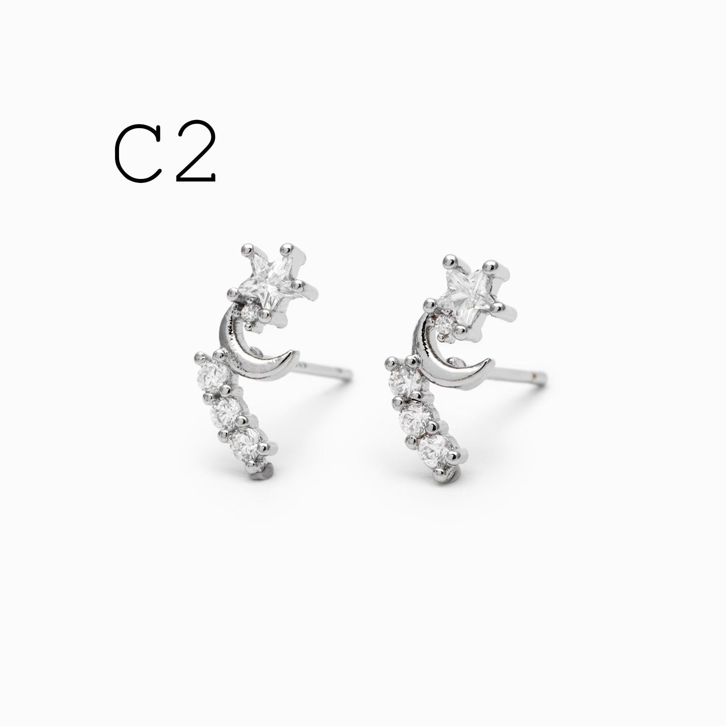 10pcs Gold/ Silver Tone CZ Cluster Earrings, Gold/ Rhodium Plated Brass, Dainty Stud Earrings (GB-4335)