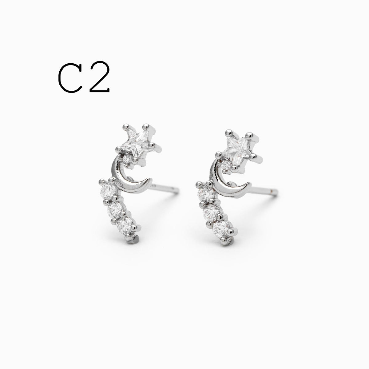 10pcs Gold/ Silver Tone CZ Cluster Earrings, Gold/ Rhodium Plated Brass, Dainty Stud Earrings (GB-4335)
