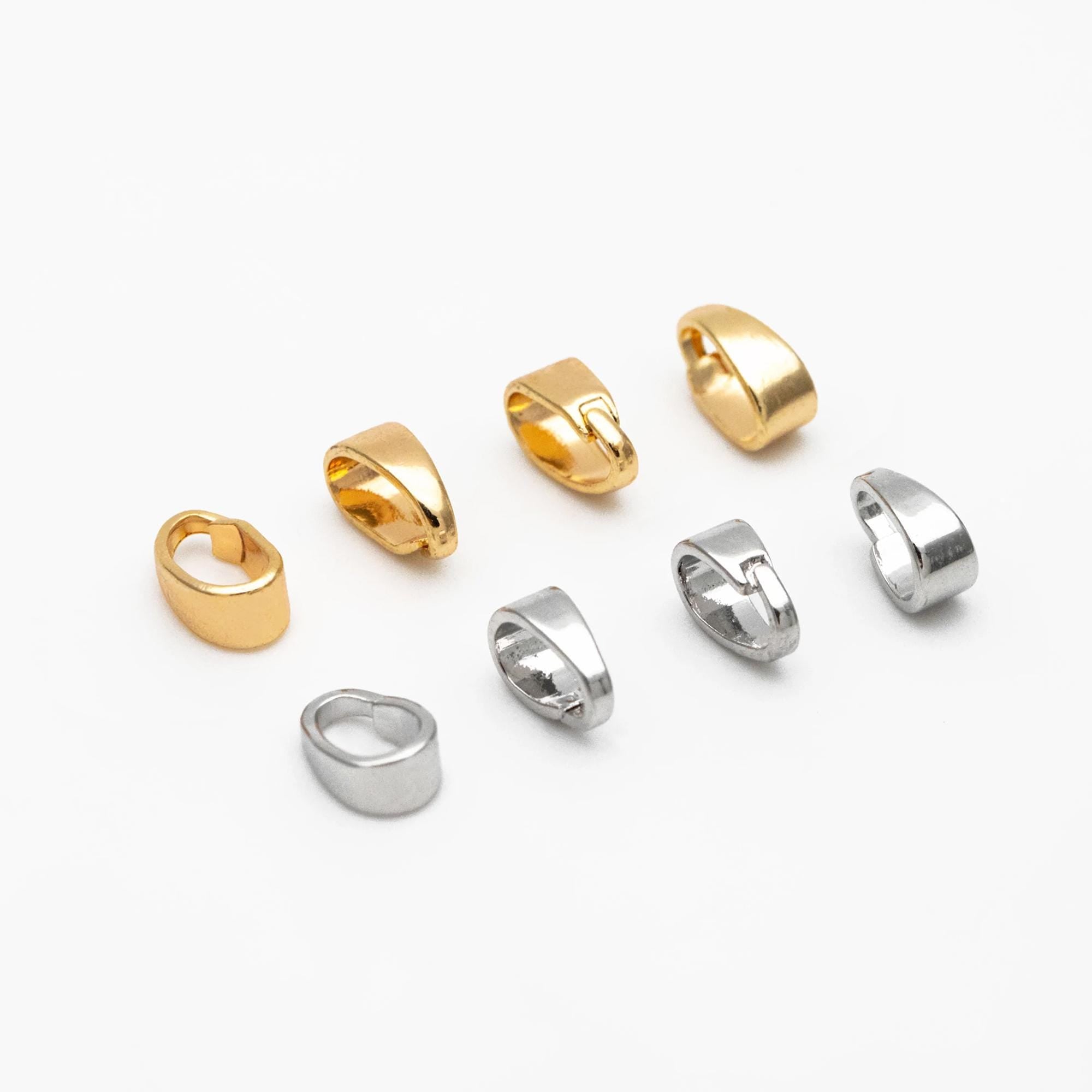 10pcs Gold/ Silver Snap Bail, Gold/ Rhodium Plated Brass Locket Bail, Necklace Pendant Bails 5x3.5mm (GB-1468-A)