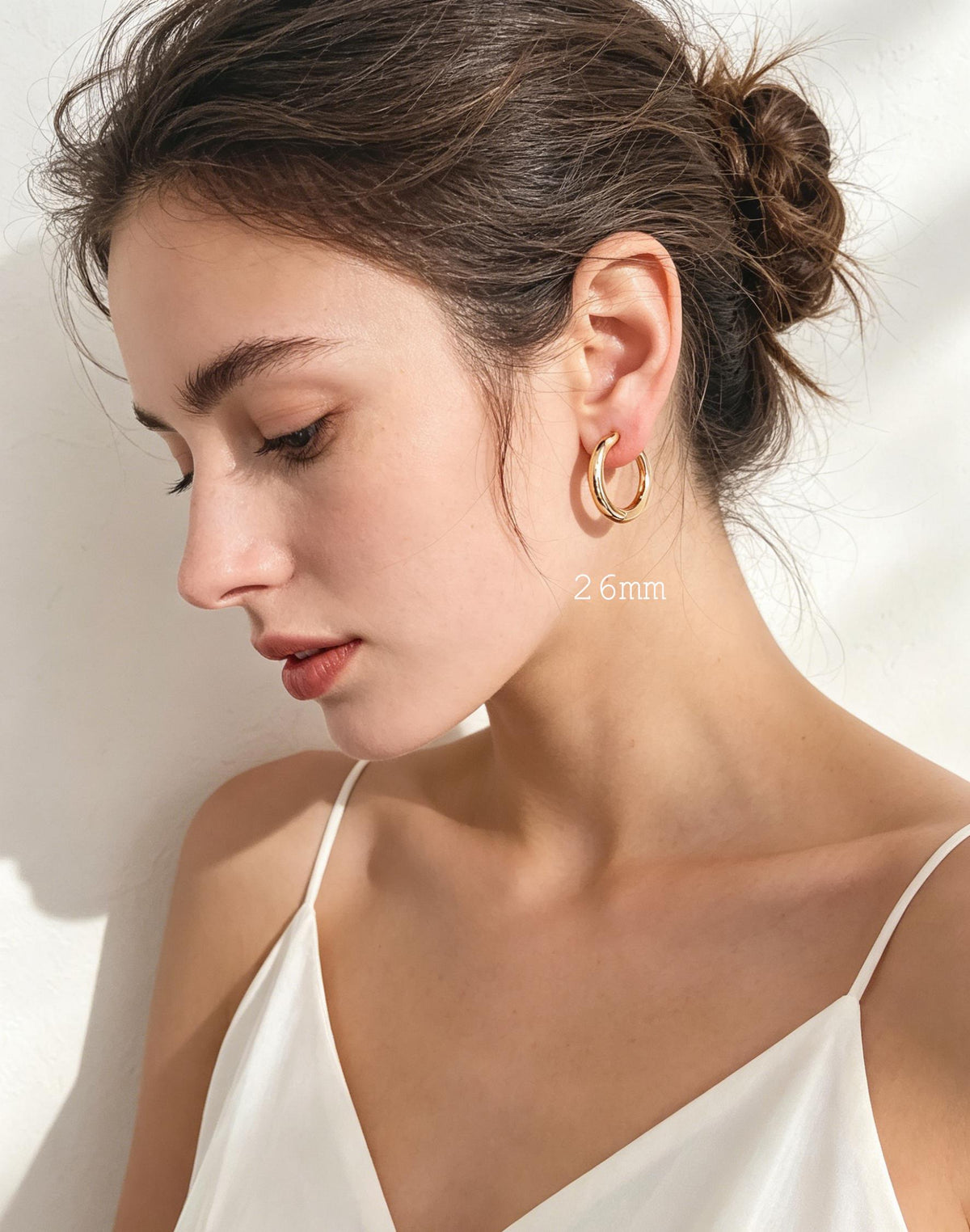 4pcs Gold/ Silver Tone Chunky Hoop Huggies, 4mm Thick, 18/ 20/ 22/ 24/ 26mm, Stainless Steel Hoop Earrings, Minimalist Earrings (GB-3301)