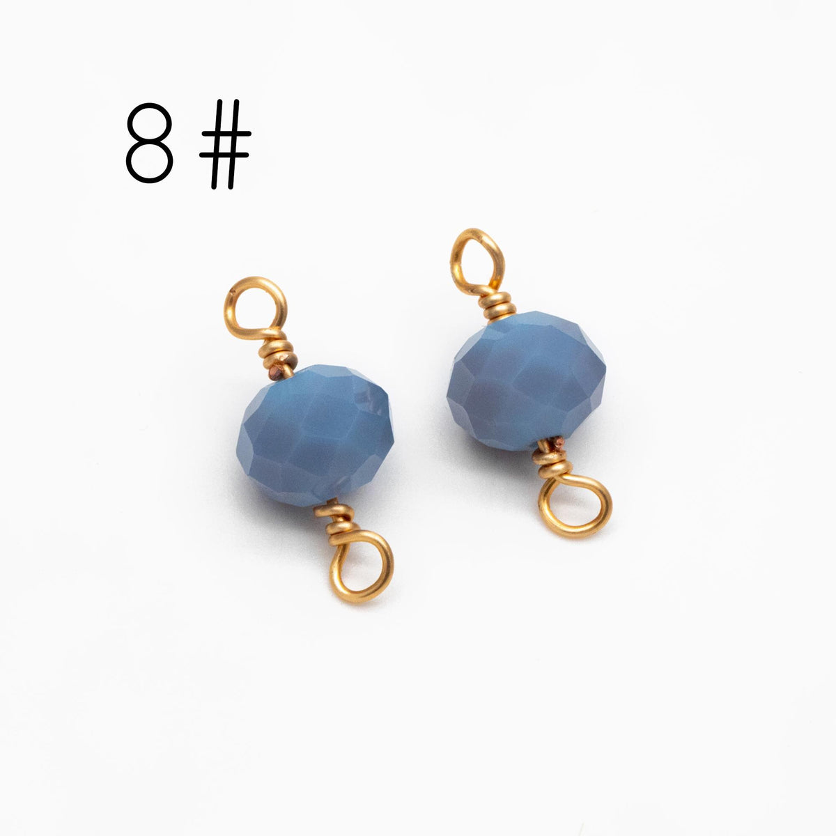 20pcs Crystal Rondelle Beaded Connectors, Glass Beads 8x6mm, 18K Gold Wire Charms, Diy Material Findings (GB-4133)
