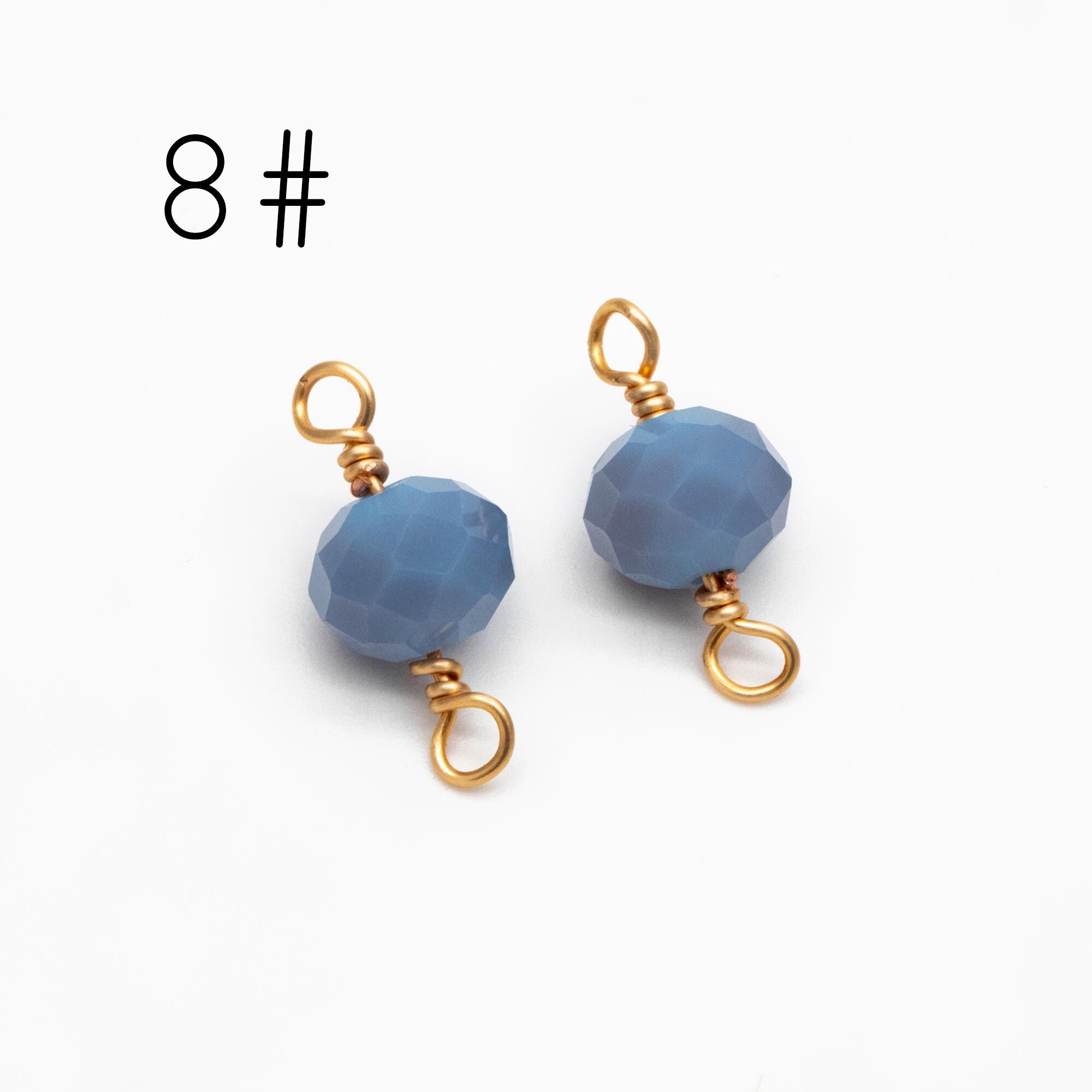 20pcs Crystal Rondelle Beaded Connectors, Glass Beads 8x6mm, 18K Gold Wire Charms, Diy Material Findings (GB-4133)