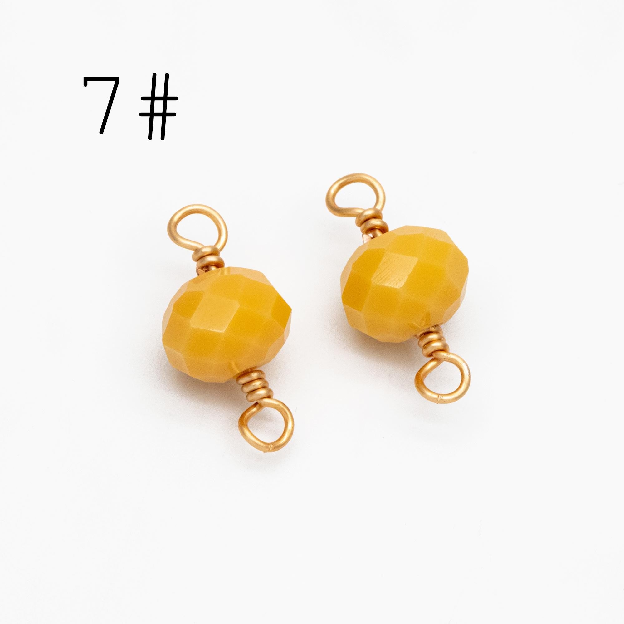 20pcs Crystal Rondelle Beaded Connectors, Glass Beads 8x6mm, 18K Gold Wire Charms, Diy Material Findings (GB-4133)