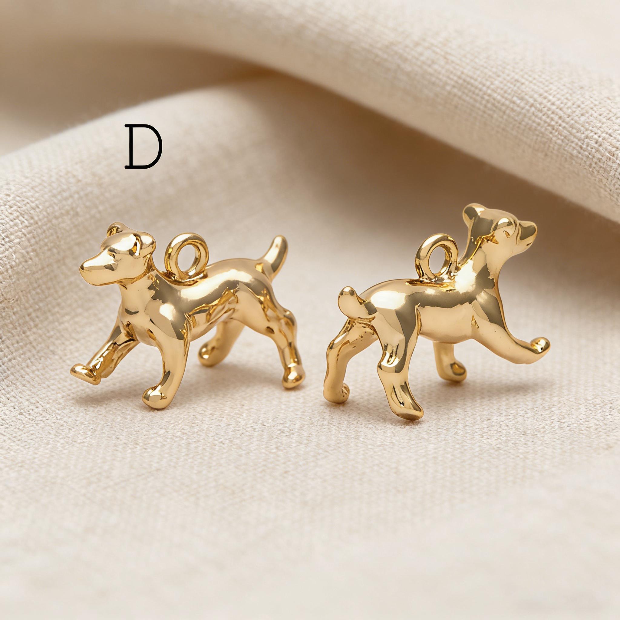 10pcs Gold/ Silver 3D Dog Charm, Gold/ Rhodium plated Brass, Jewelry Making, Diy Material, Jewelry Supplies (GB-2668)