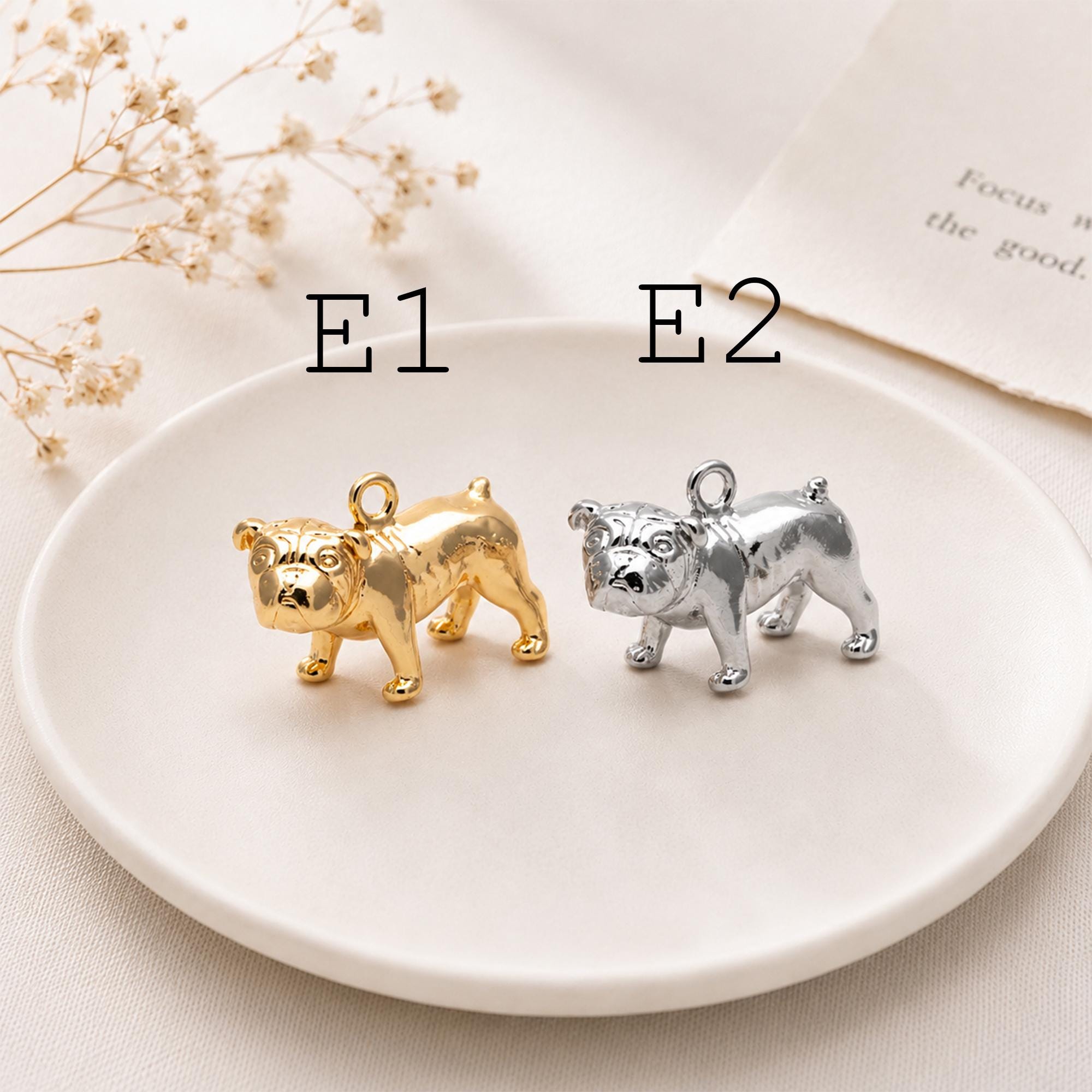 10pcs Gold/ Silver 3D Dog Charm, Gold/ Rhodium plated Brass, Jewelry Making, Diy Material, Jewelry Supplies (GB-2668)