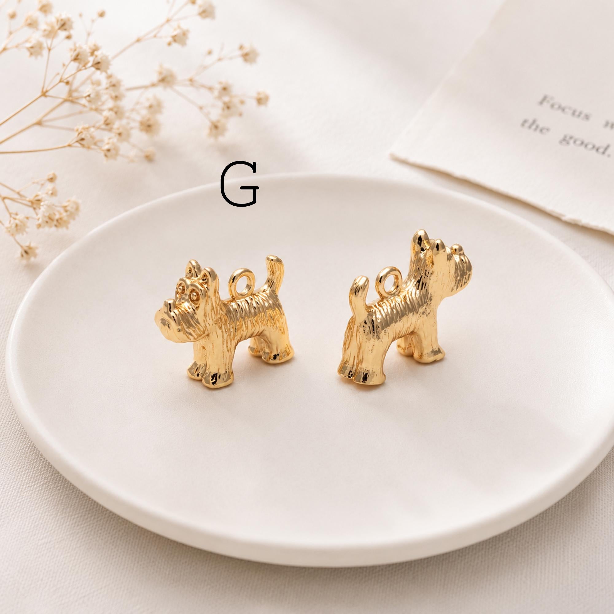 10pcs Gold/ Silver 3D Dog Charm, Gold/ Rhodium plated Brass, Jewelry Making, Diy Material, Jewelry Supplies (GB-2668)