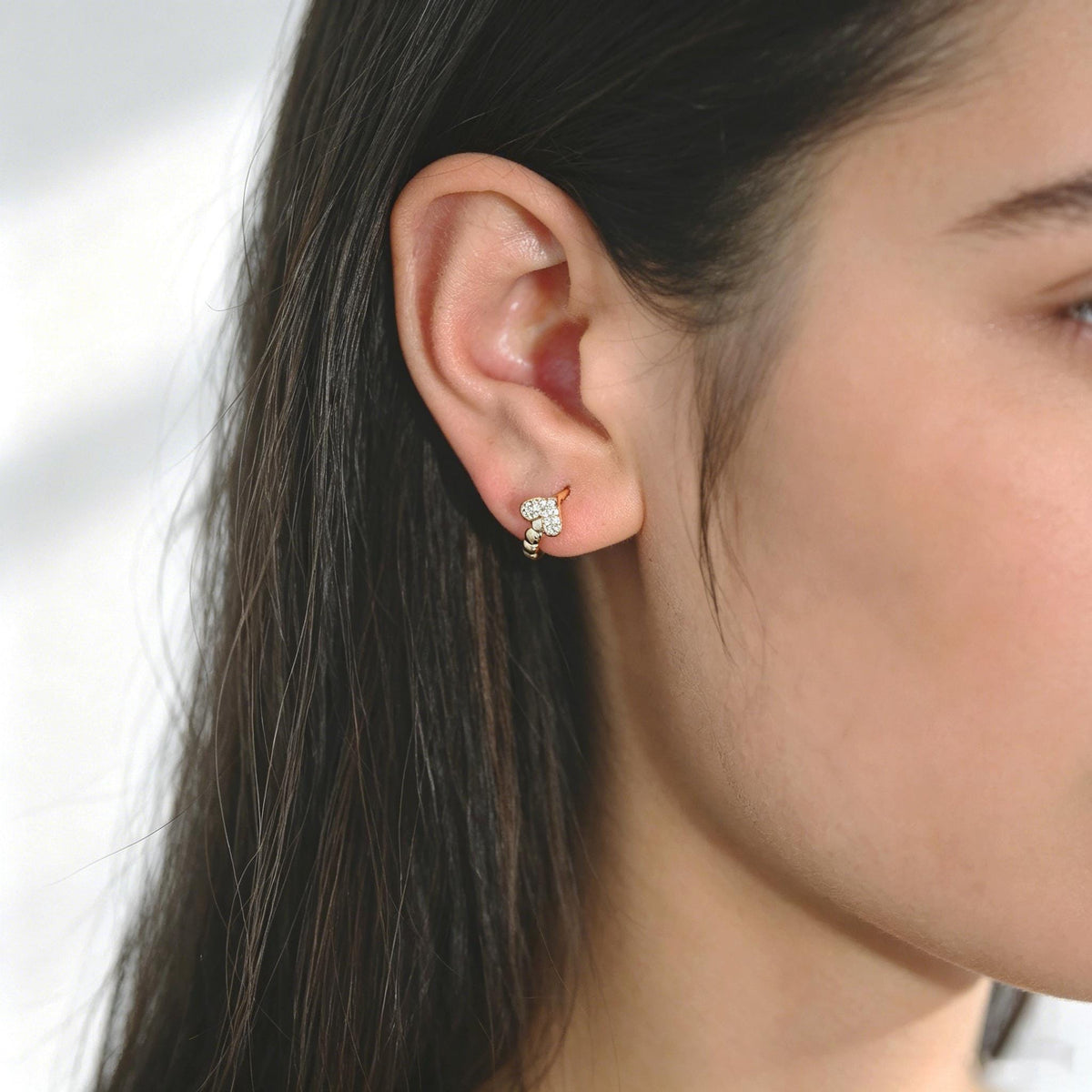 4pcs CZ Pave Tiny Hoop Earrings , Dainty Huggie Earrings, Minimalist Earring, Small Gold Hoops Earring (GB-3477)