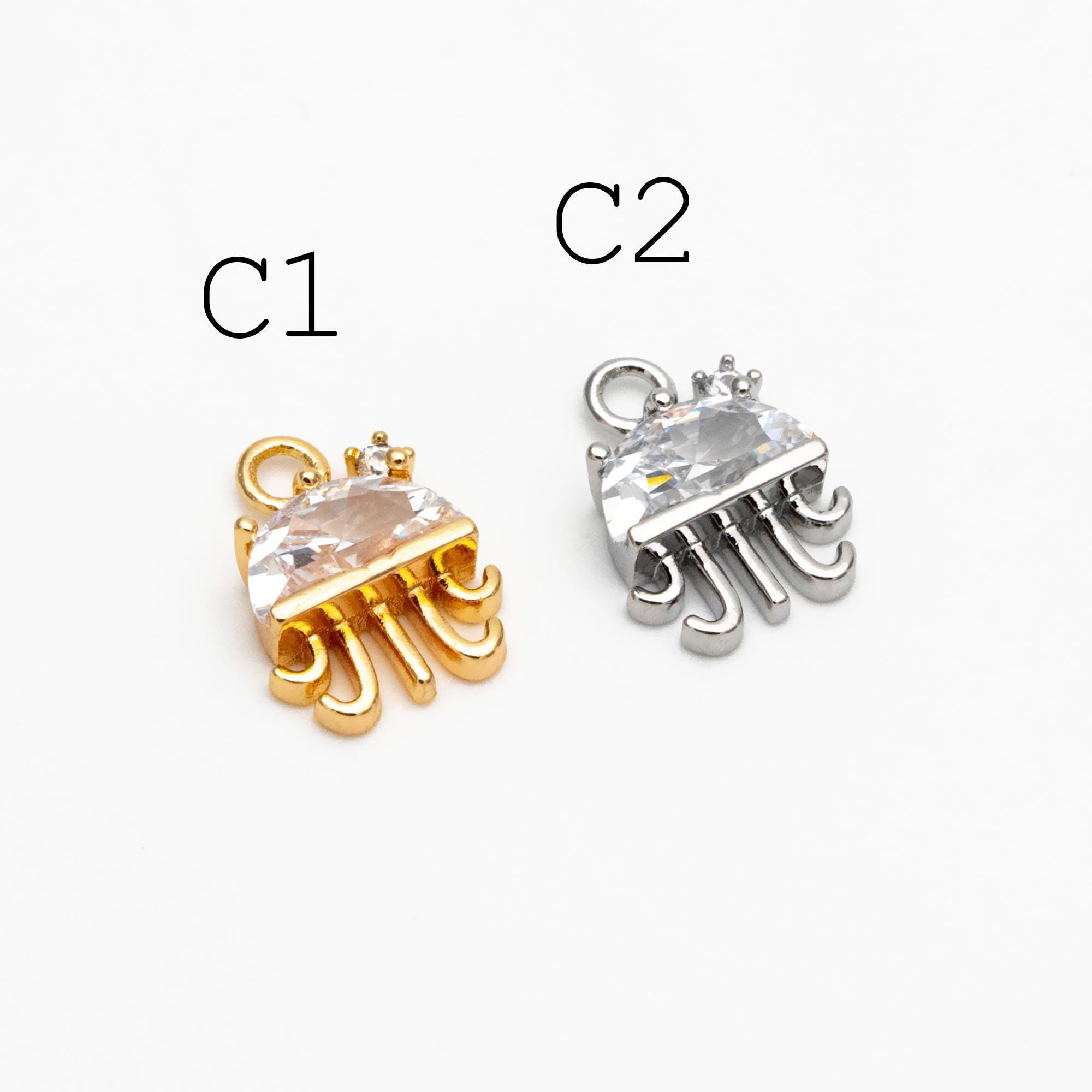 4pcs CZ Pave Gold/ Silver Tiny Marine Animal Charm, Ocean Charm, Earring Charm, Beach Jewelry (GB-3781)
