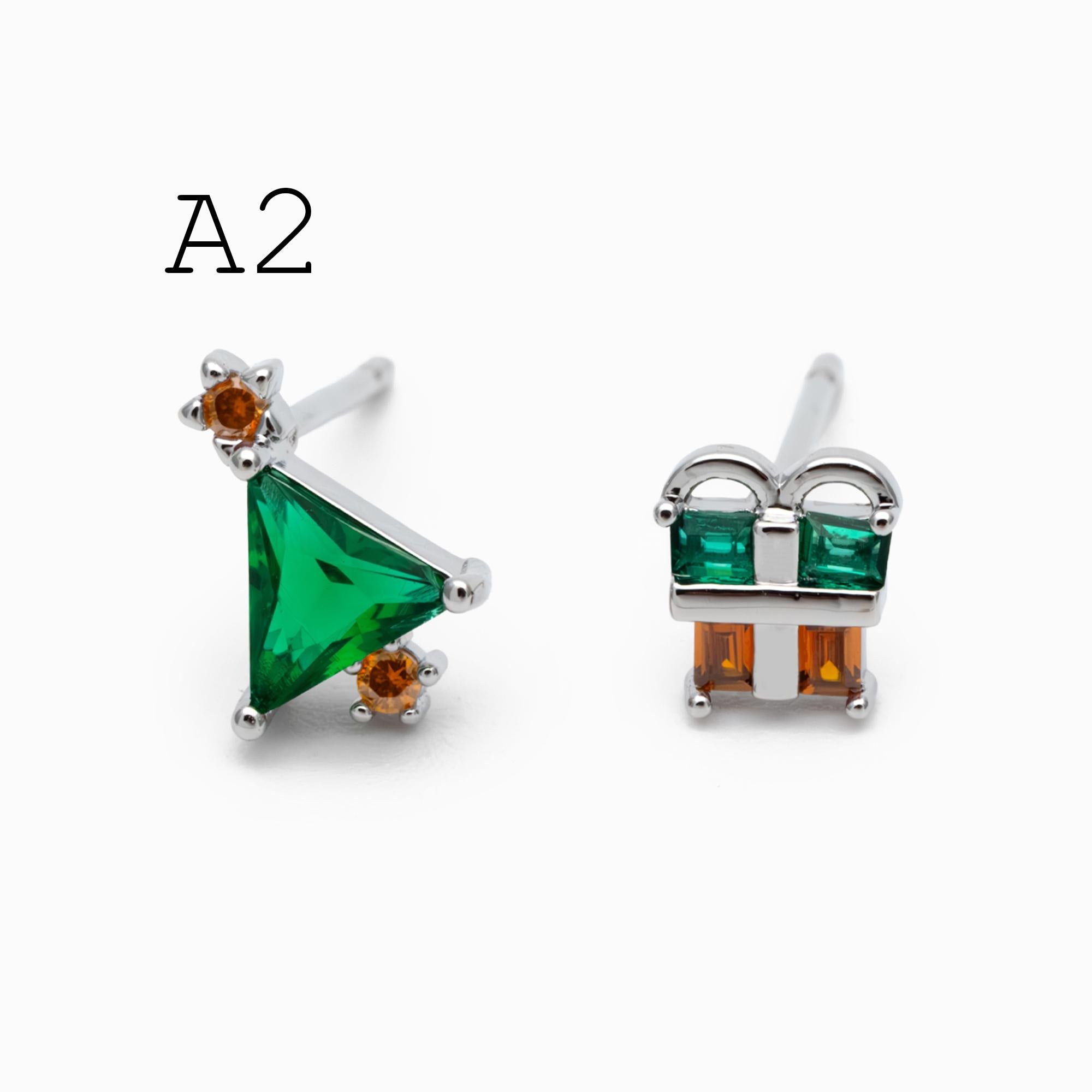4pcs Gold/ Rhodium plated Brass Christmas Stud Earrings (GB-139)