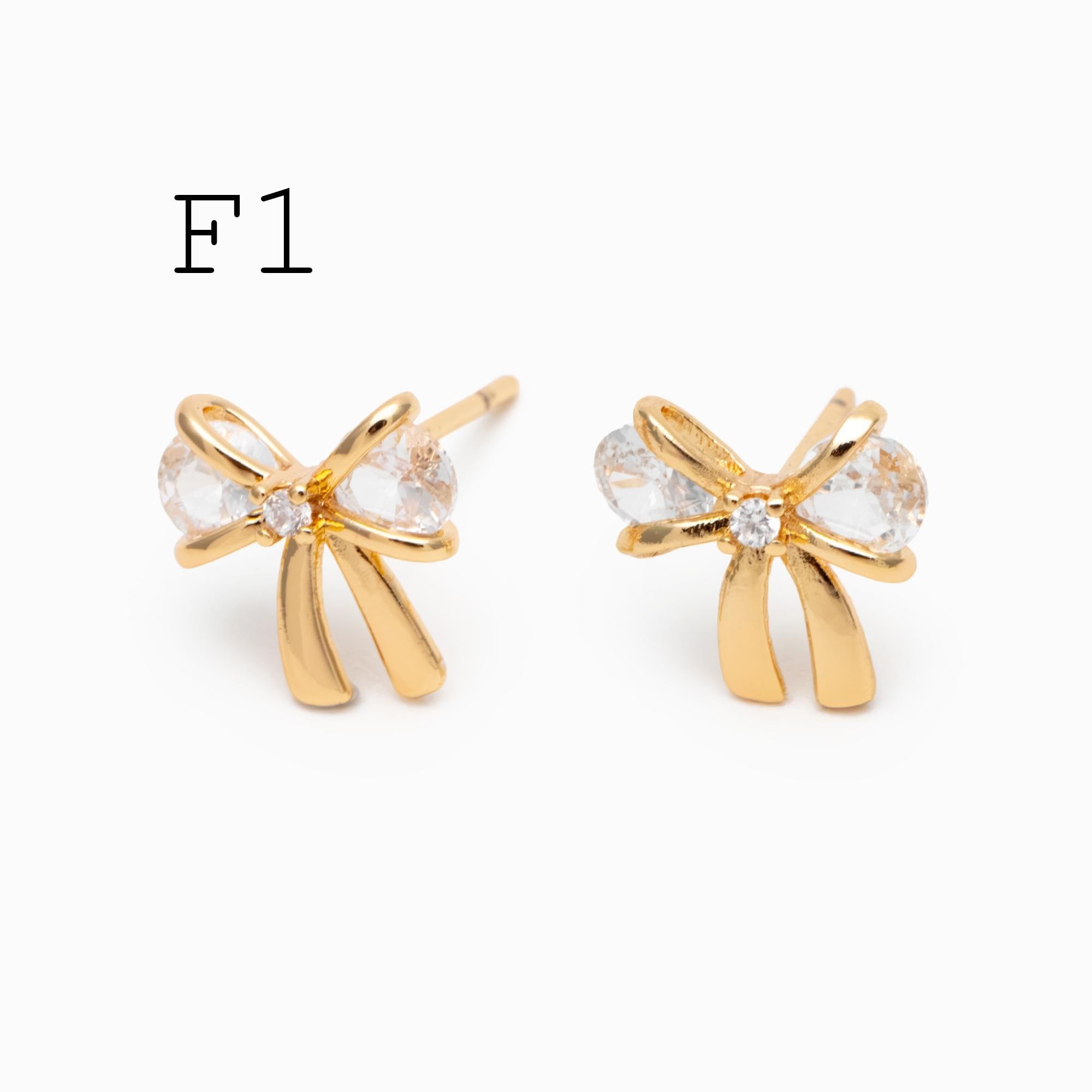 4pcs Gold/ Rhodium plated Brass Christmas Stud Earrings (GB-139)