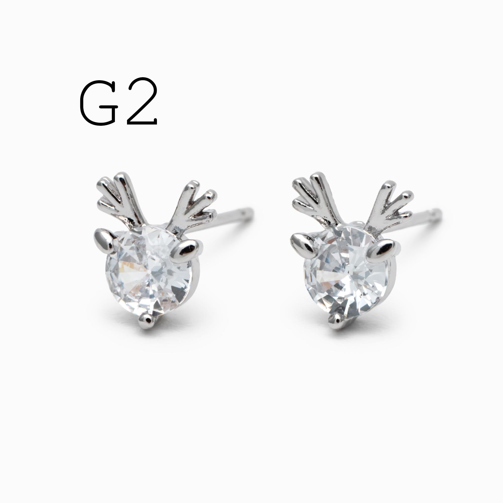 4pcs Gold/ Rhodium plated Brass Christmas Stud Earrings (GB-139)