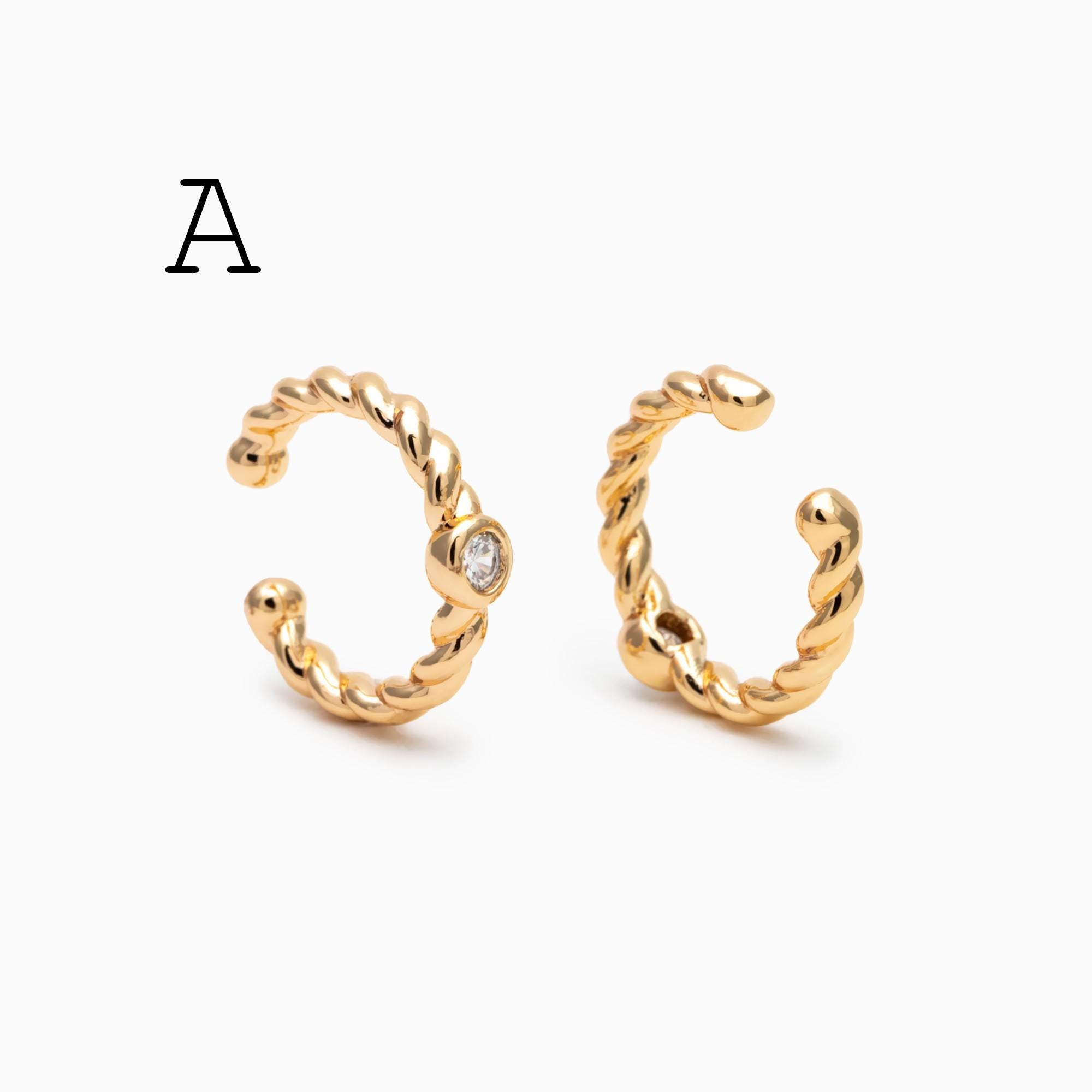 10pcs CZ Pave Gold Ear Cuff, Minimalist Ear Cuff, Dainty Earcuff Earring (GB-3539)