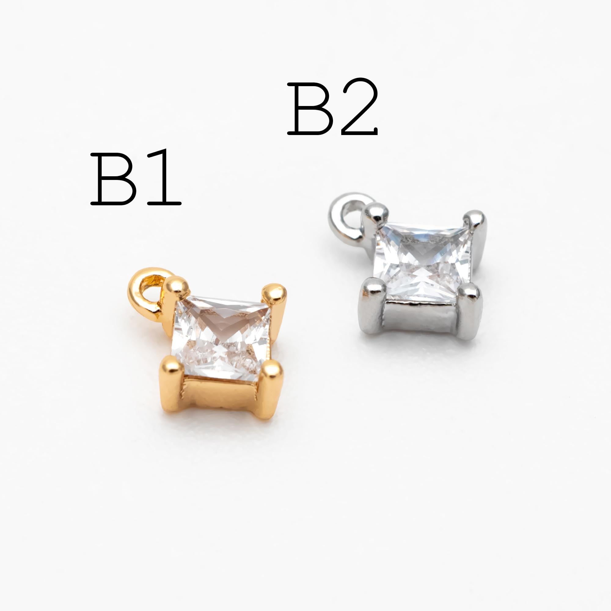 10pcs Gold/ Silver Tone Tiny CZ Charms, Gold/ Rhodium plated Brass, Jewelry Supplies (GB-4582)