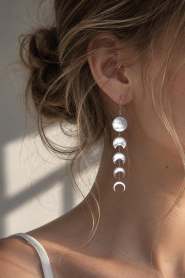 Moon Phase Mother of Pearl Beads, White/ Black MOP Shell Crescent Charms 12mm (BK-035)
