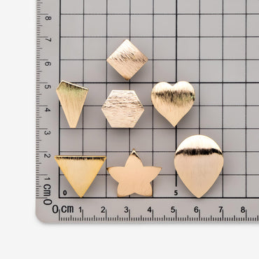 10pcs Brushed Gold Ear Posts with Loops, Real Gold Plated Brass, Geometric Earring Studs (GB-263)