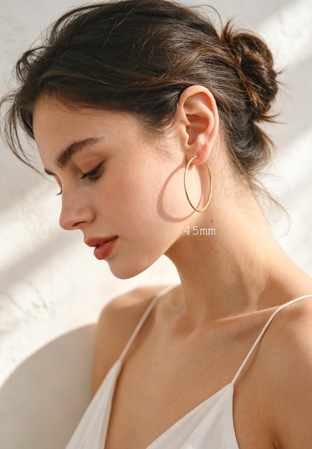 10pcs Gold/ Silver Tone Hoop Earrings, Size 15/ 20/ 25/ 30/ 35/ 40/ 45mm by 1.5mm Thick, Huggie Minimalist Earrings (GB-2812)