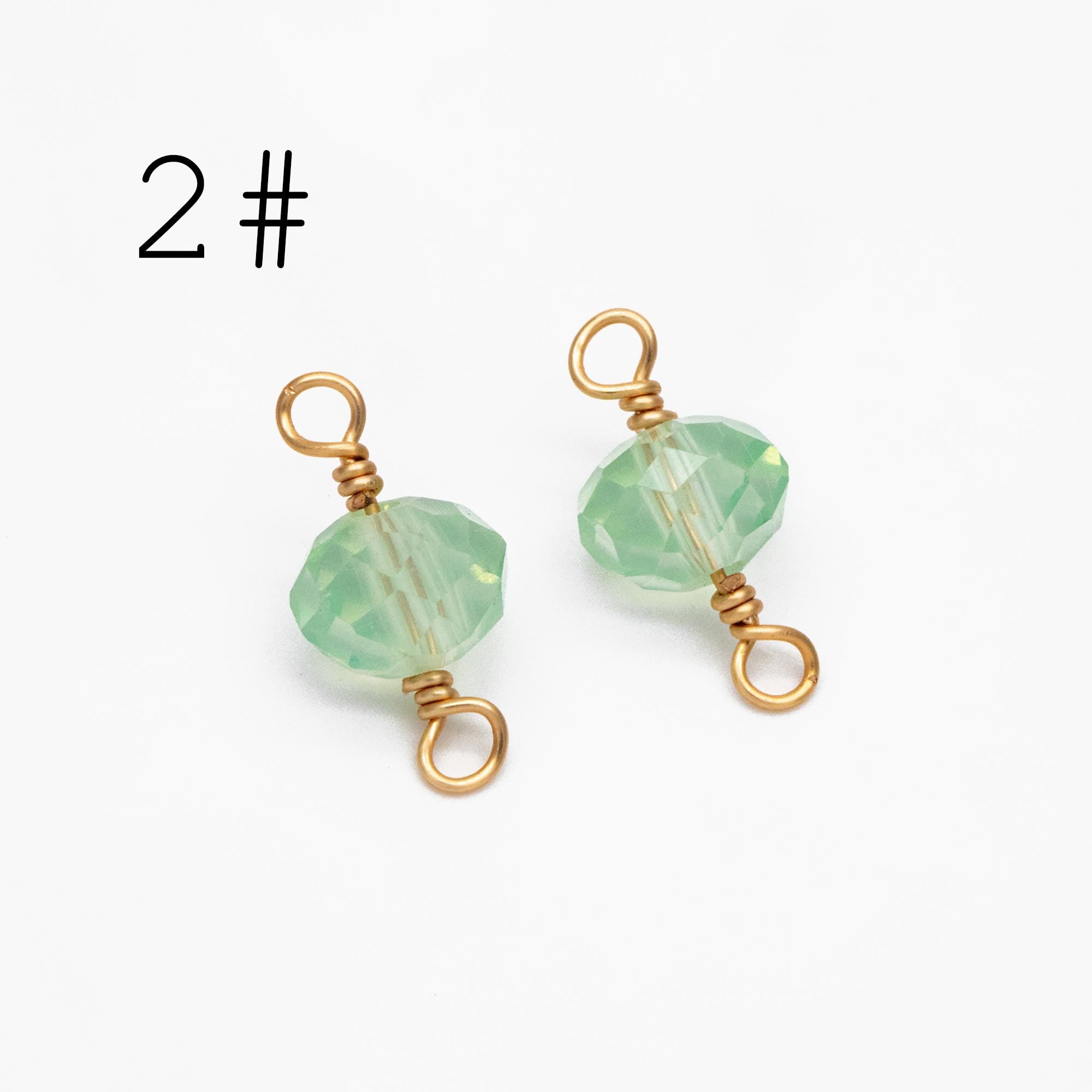 20pcs Crystal Rondelle Beaded Connectors, Glass Beads 8x6mm, 18K Gold Wire Charms, Diy Material Findings (GB-4133)