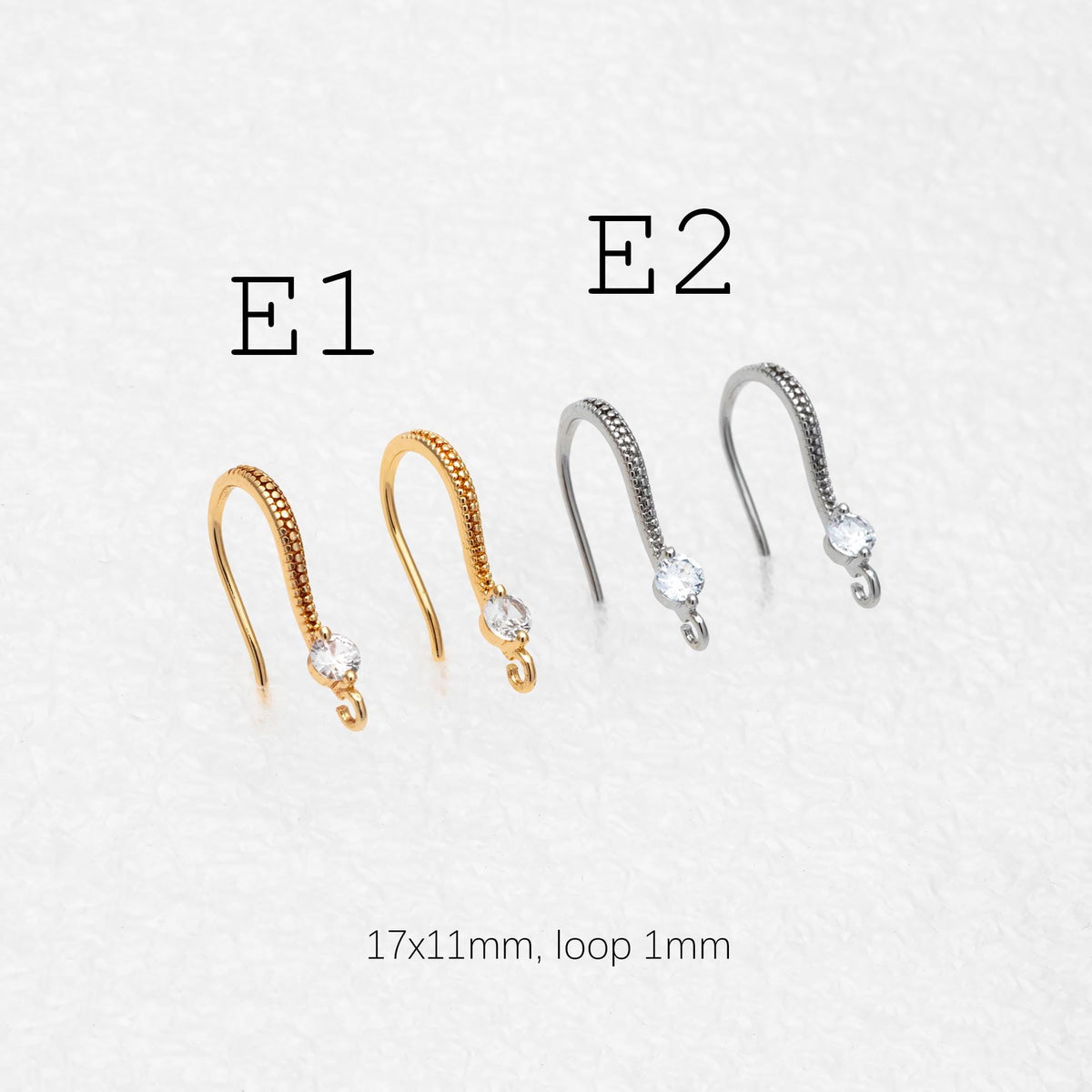 10pcs CZ Pave Gold/ Silver Earring Hooks , Real Gold/ Rhodium Plated Brass Earwires (GB-317)