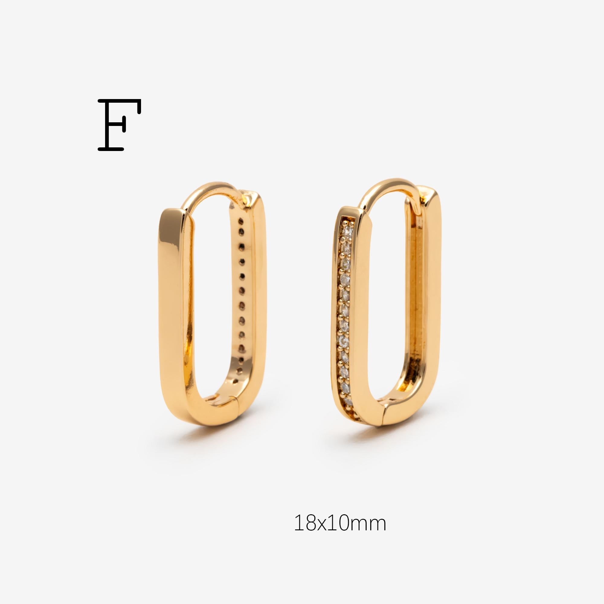 4pcs CZ Paved Geometric Hoop Earrings, Huggie Earrings, Minimalist Hoop Earrings (GB-2292)