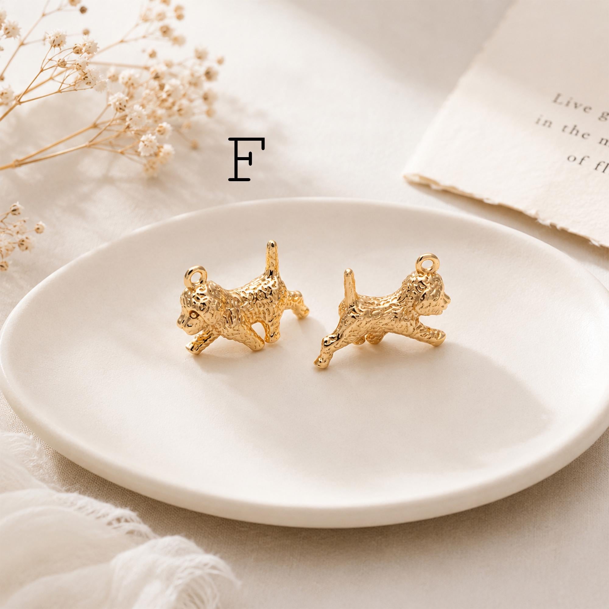 10pcs Gold/ Silver 3D Dog Charm, Gold/ Rhodium plated Brass, Jewelry Making, Diy Material, Jewelry Supplies (GB-2668)