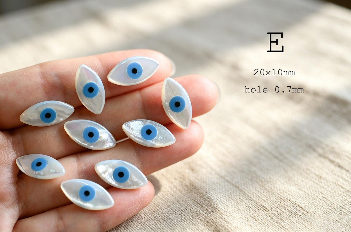 4pcs Mother of Pearl Eye Beads, White MOP Shell Evil Eyes Beads (BK-018)