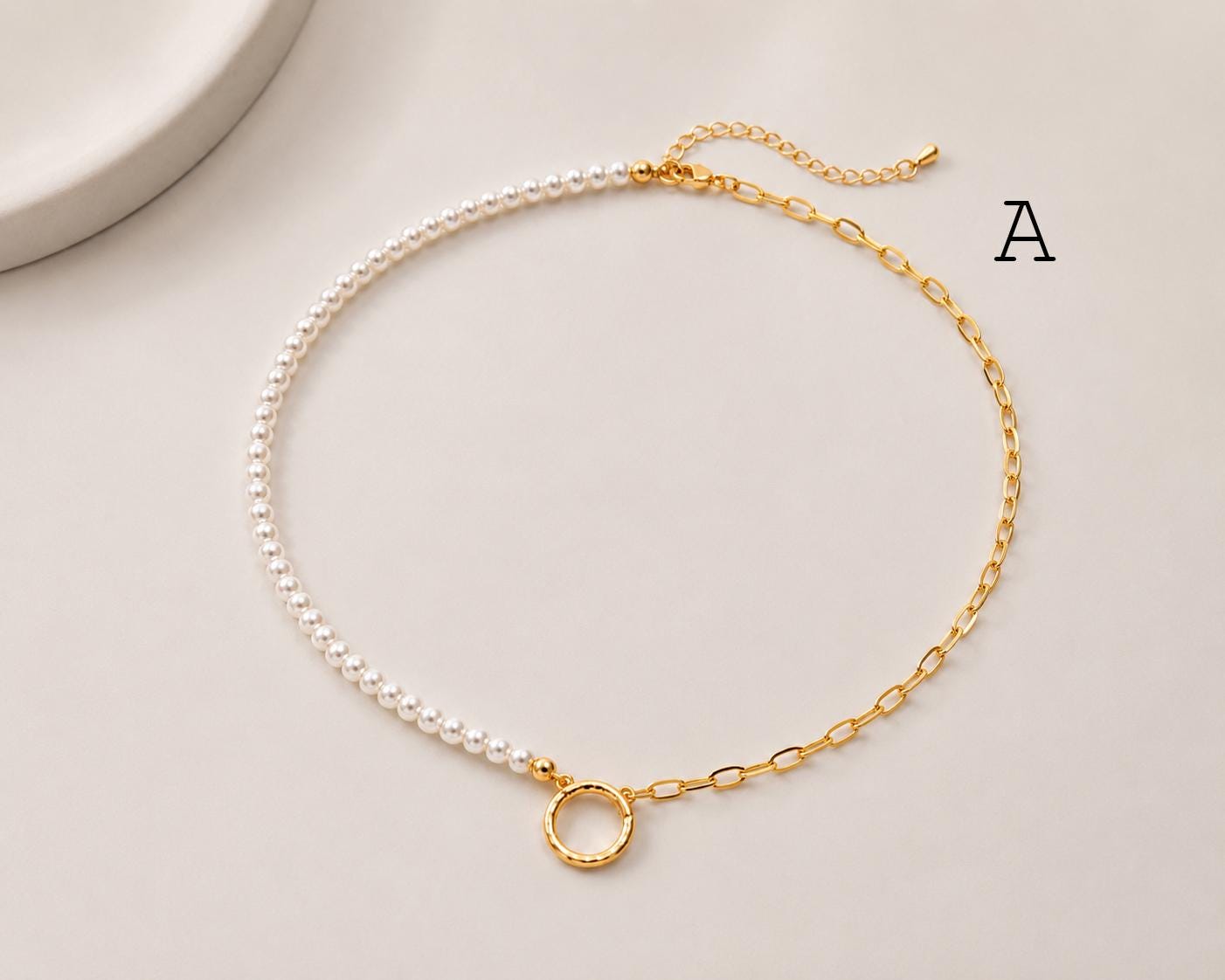 Charm Holder Necklace, Pearl Chain Necklace, Interchangeable Pendant Necklace, DIY Jewelry Base Necklace (#LK-628)