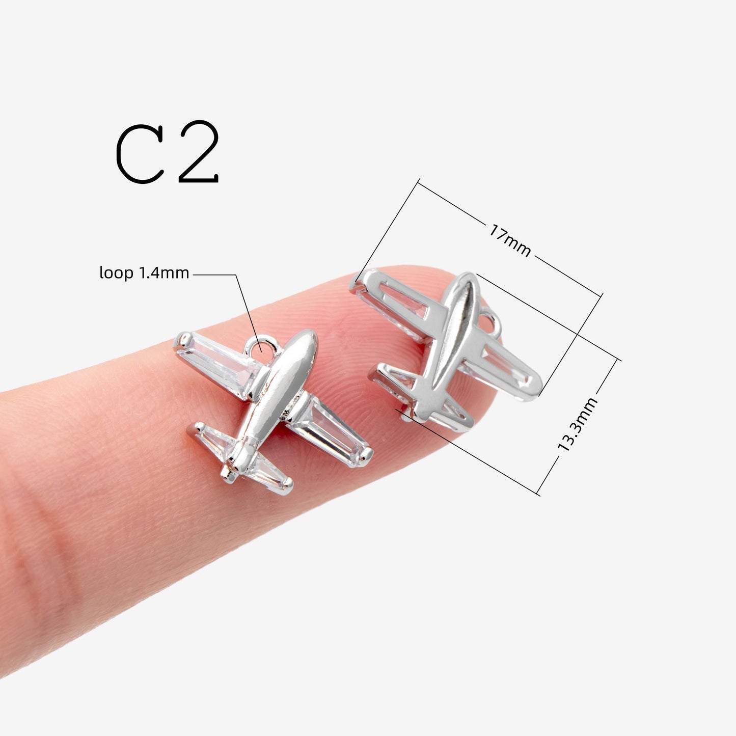 4pcs Gold Airplane Charms, 18K Gold plated Brass, Mini Plane Pendants (GB-2471)