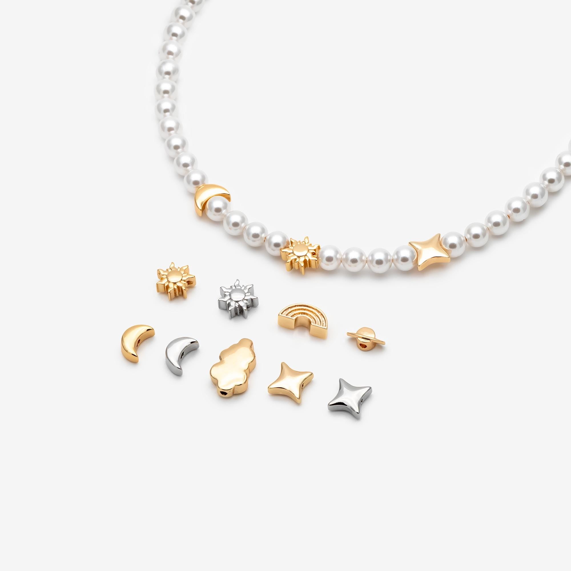 10pcs Gold/ Silver Spacer Beads, Gold/ Rhodium plated Brass Spacer Beads, Celestial Beads (GB-2964)