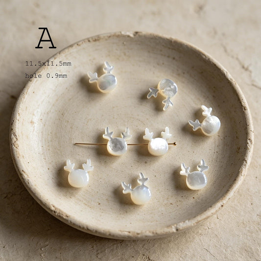 4pcs Double-Sided Shell Beads, Carved Mother of Pearl Beads for DIY Necklace, Handmade Jewelry (BK-005)