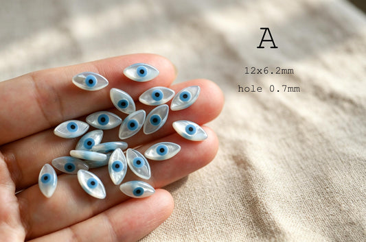 4pcs Mother of Pearl Eye Beads, White MOP Shell Evil Eyes Beads (BK-018)