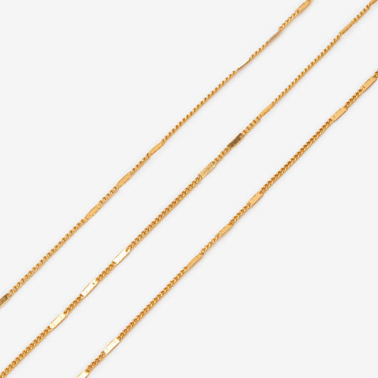 Gold/ Silver Flat Circle Chains 1mm, Tiny Curb Chains, 18K Gold/ rhodium plated Brass, Dainty Necklace Findings (#LK-433)/ 1 Meter=3.3 ft