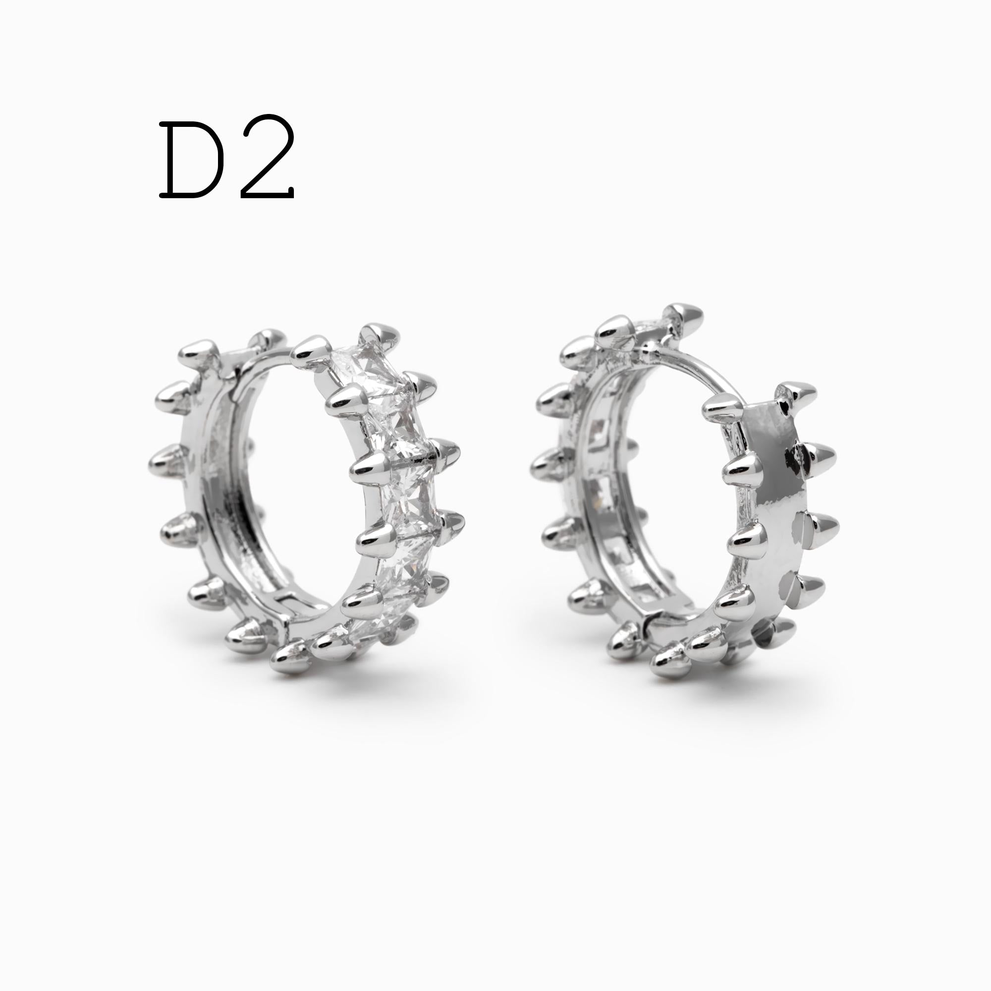 4pcs CZ Pave Hoop Earrings, 18K Real Gold/ Rhodium plated Huggie Earrings (GB-3894)