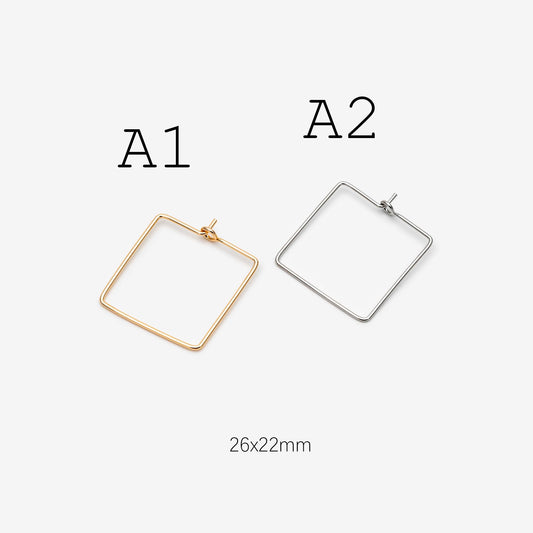 10pcs Gold/ Silver Tone Geometric Earring Hoops, Geometric Earring Components (GB-698)