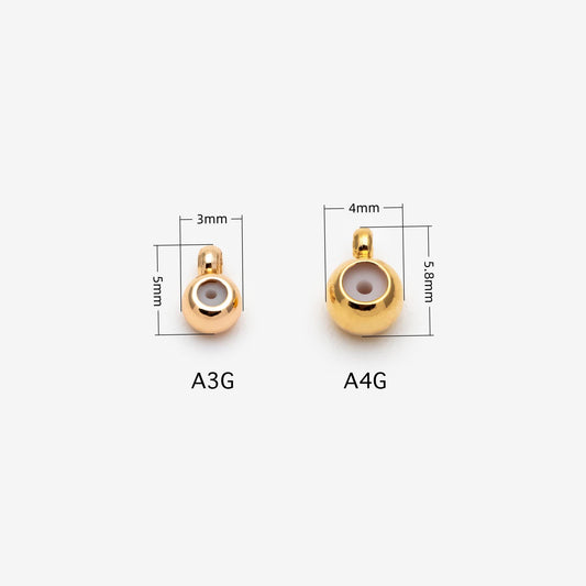 10pcs Gold/ Silver Tone Rondelle Rubber Stopper Beads 4/ 4.5/ 5.5/ 7.5mm, Gold/ Rhodium plated Brass Charm Holder Connector (GB-328)