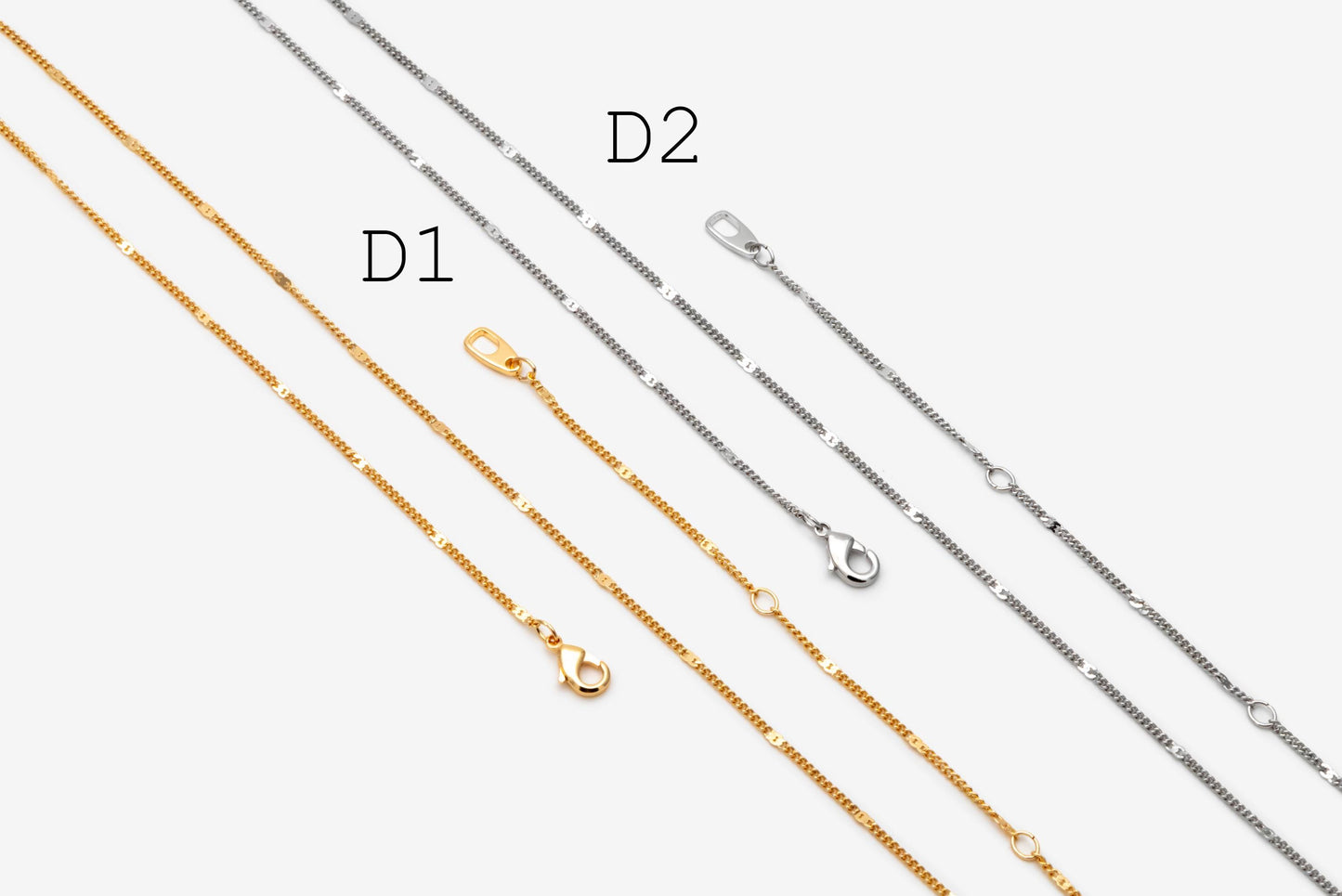 Gold/ Silver Dainty Necklace, Gold/ Rhodium plated Brass Adjustable Necklace, Ready to Wear (#LK-629)