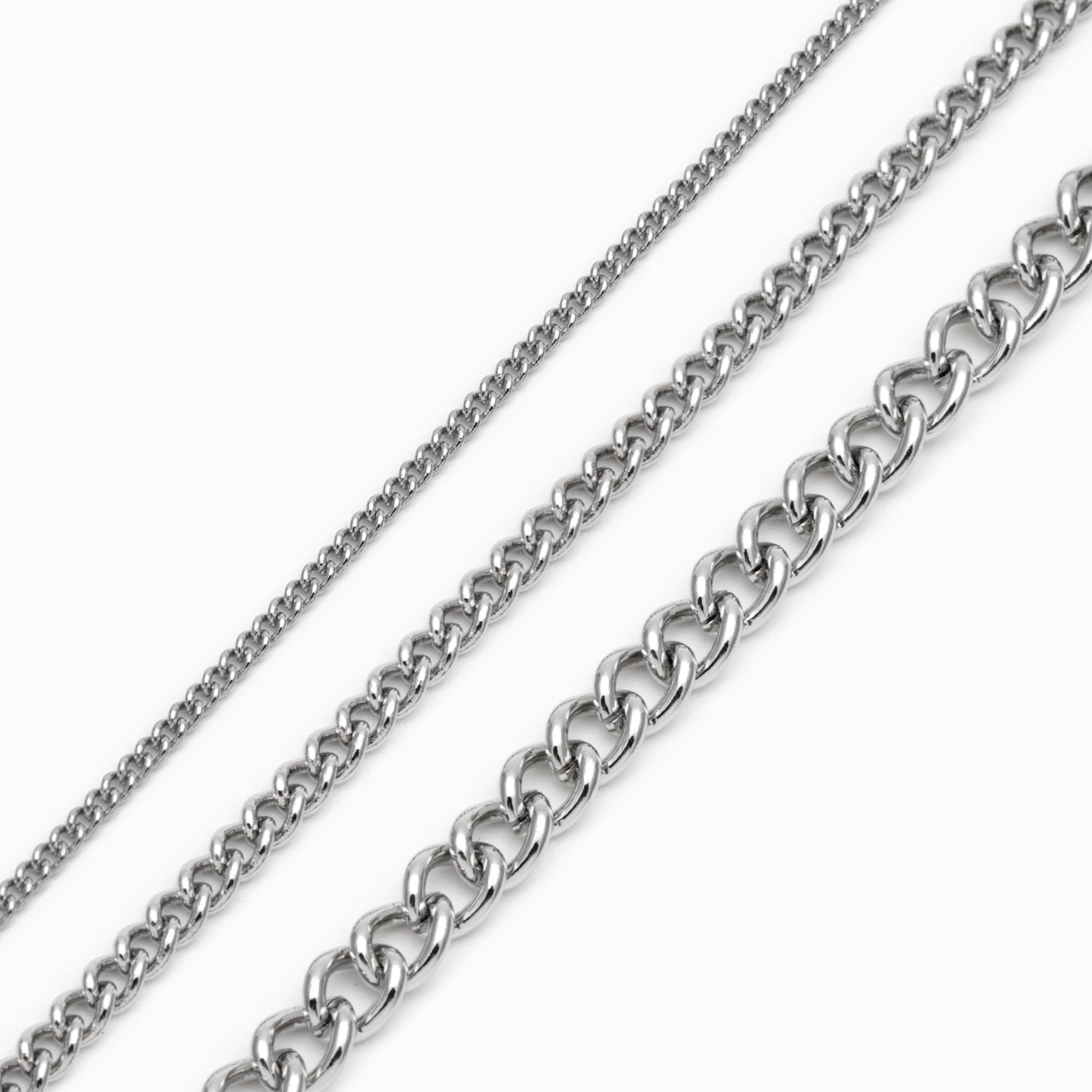 Gold/ Silver Tone Curb Chains 1.3/ 1.6/ 2.5/ 4mm, 18K Gold/ Rhodium plated Brass (#LK-249)/ 1 Meter=3.3 ft