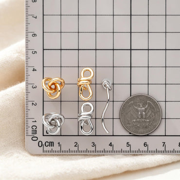 4pcs Gold/ Silver Tone Knot Stud Earrings, Rhodium plated Brass, Minimalist Stud Earrings (GB-2260)