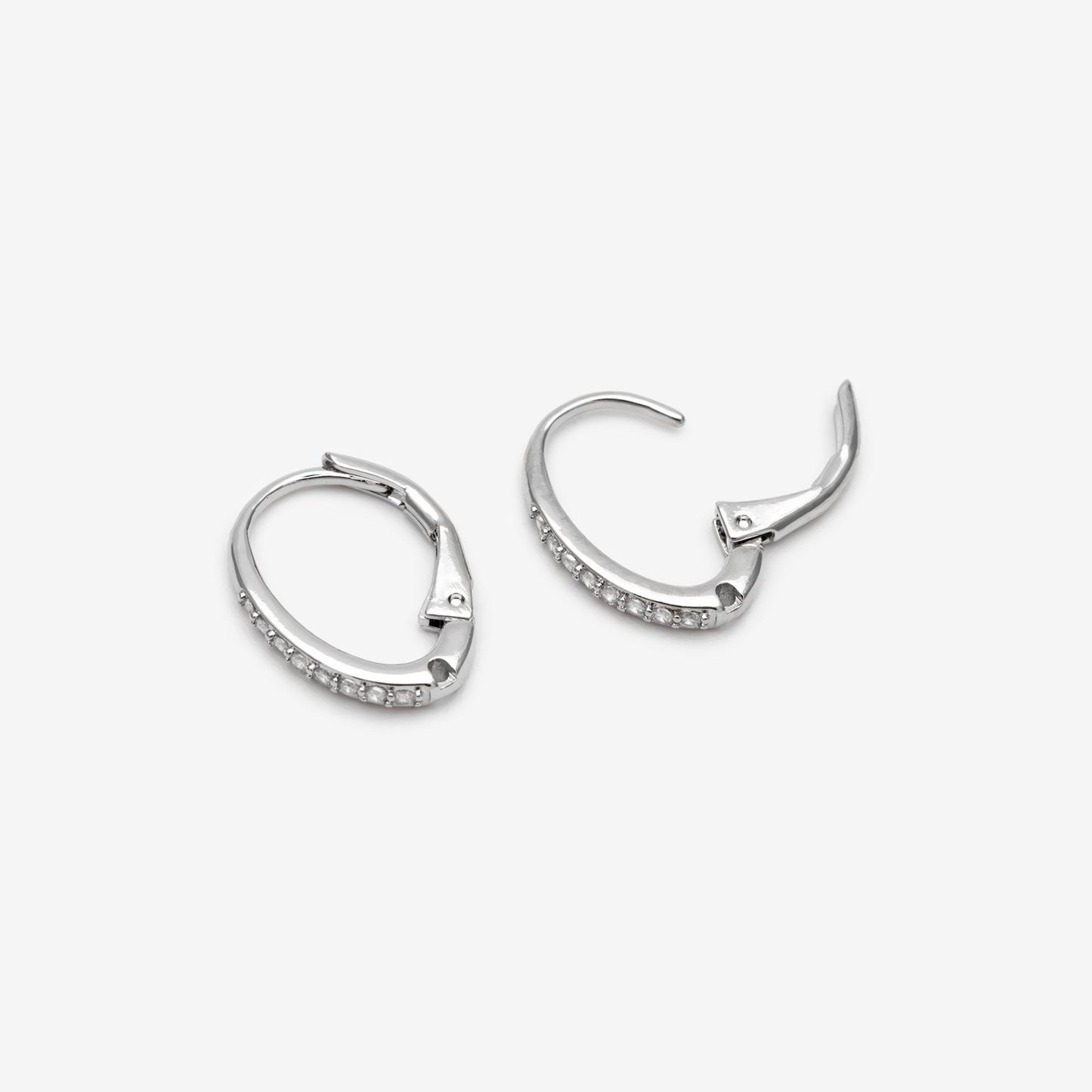 10pcs CZ Gold/ Silver tone Oval Leverback Ear Hooks 15x10mm, Gold/ Rhodium plated on Brass, Earring Hoop Components (GB-619)
