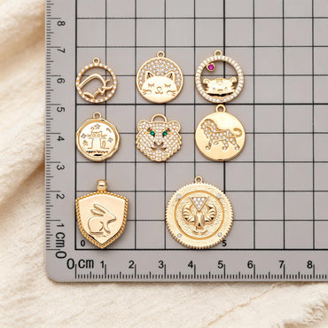 4pcs CZ Pave Gold Animal Charms, Earring Findings, Jewelry Making, Diy Material, Jewelry Supplies (GB-2507)