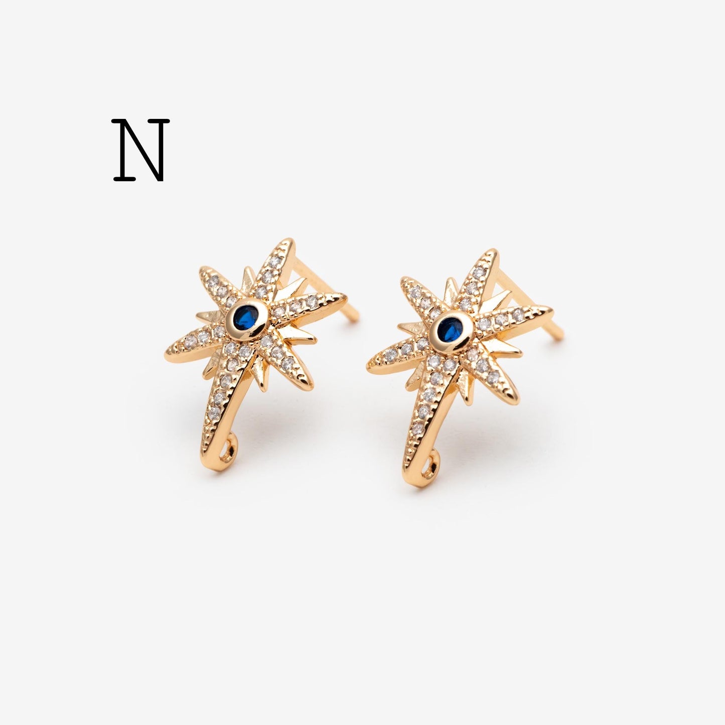10pcs Star Chain Earring, 18x8mm, Gold Plated Brass Stud Earrings (#GB-1869)