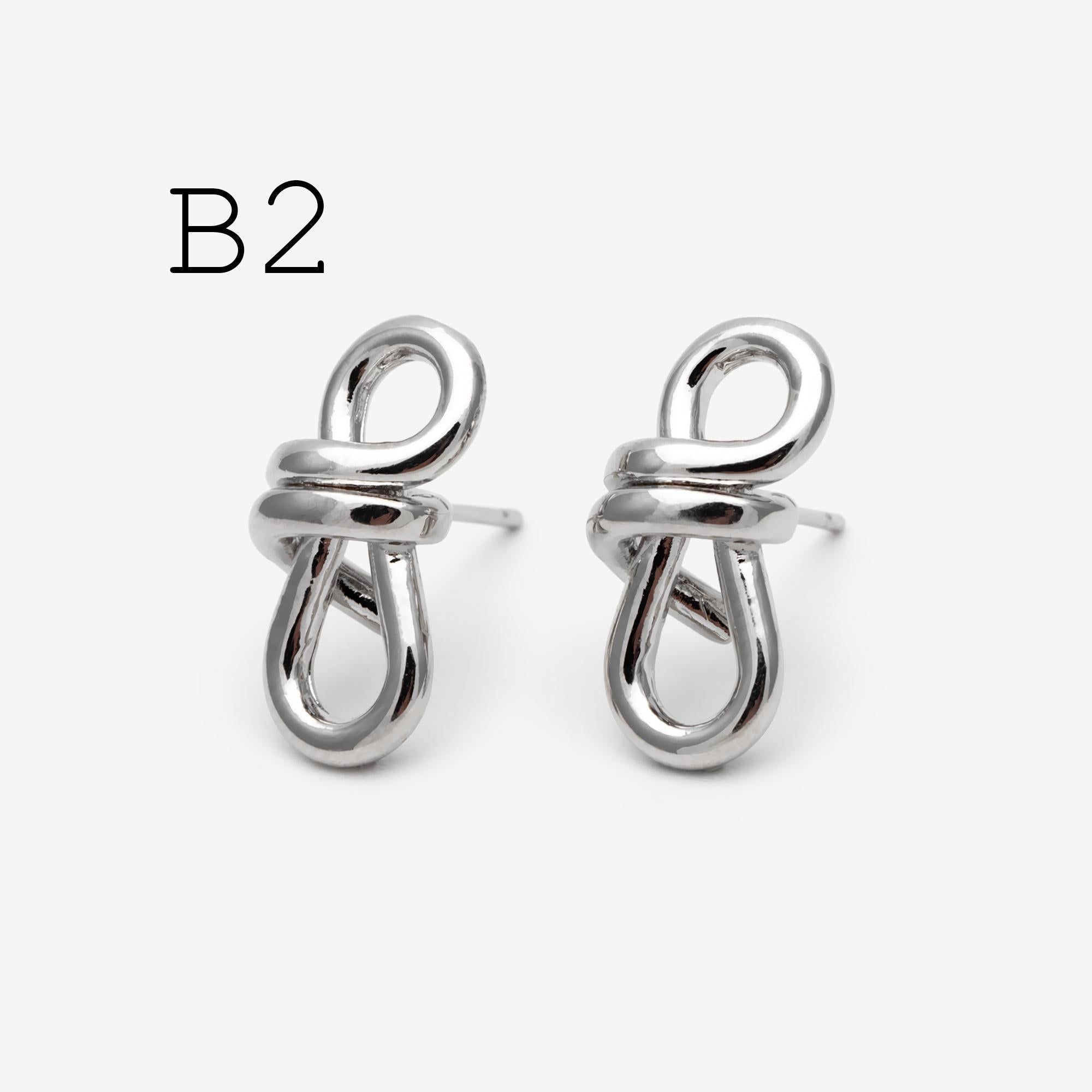 4pcs Gold/ Silver Tone Knot Stud Earrings, Rhodium plated Brass, Minimalist Stud Earrings (GB-2260)