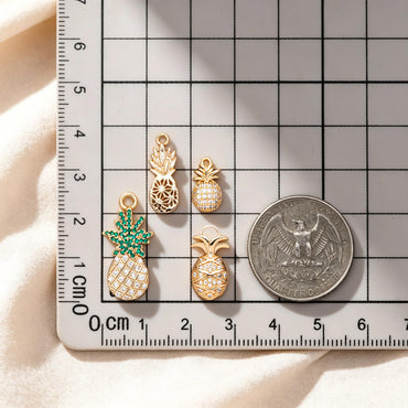 4pcs Gold/ Silver Tone Pineapple Charms , 18K Gold/ Rhodium plated Brass Pineapple Pendants (GB-4095)