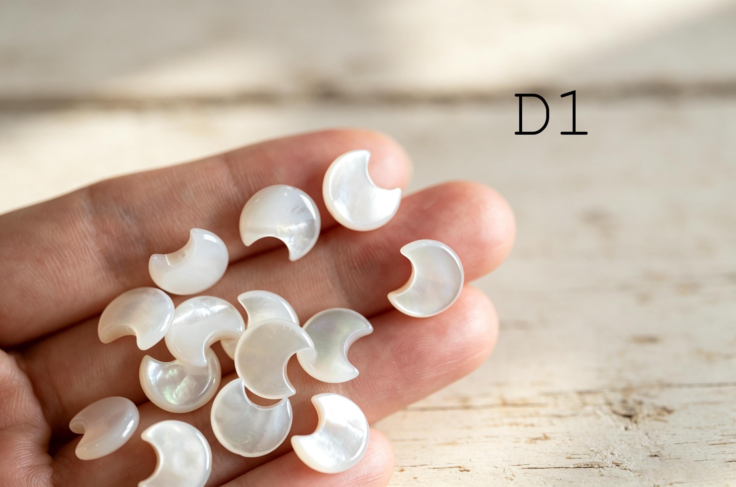 Moon Phase Mother of Pearl Beads, White/ Black MOP Shell Crescent Charms 12mm (BK-035)