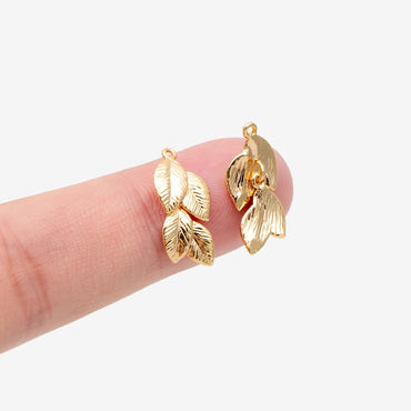 10pcs Gold Plated Leaf Charm: Jewelry Making Pendant Supplies (GB-214-H)