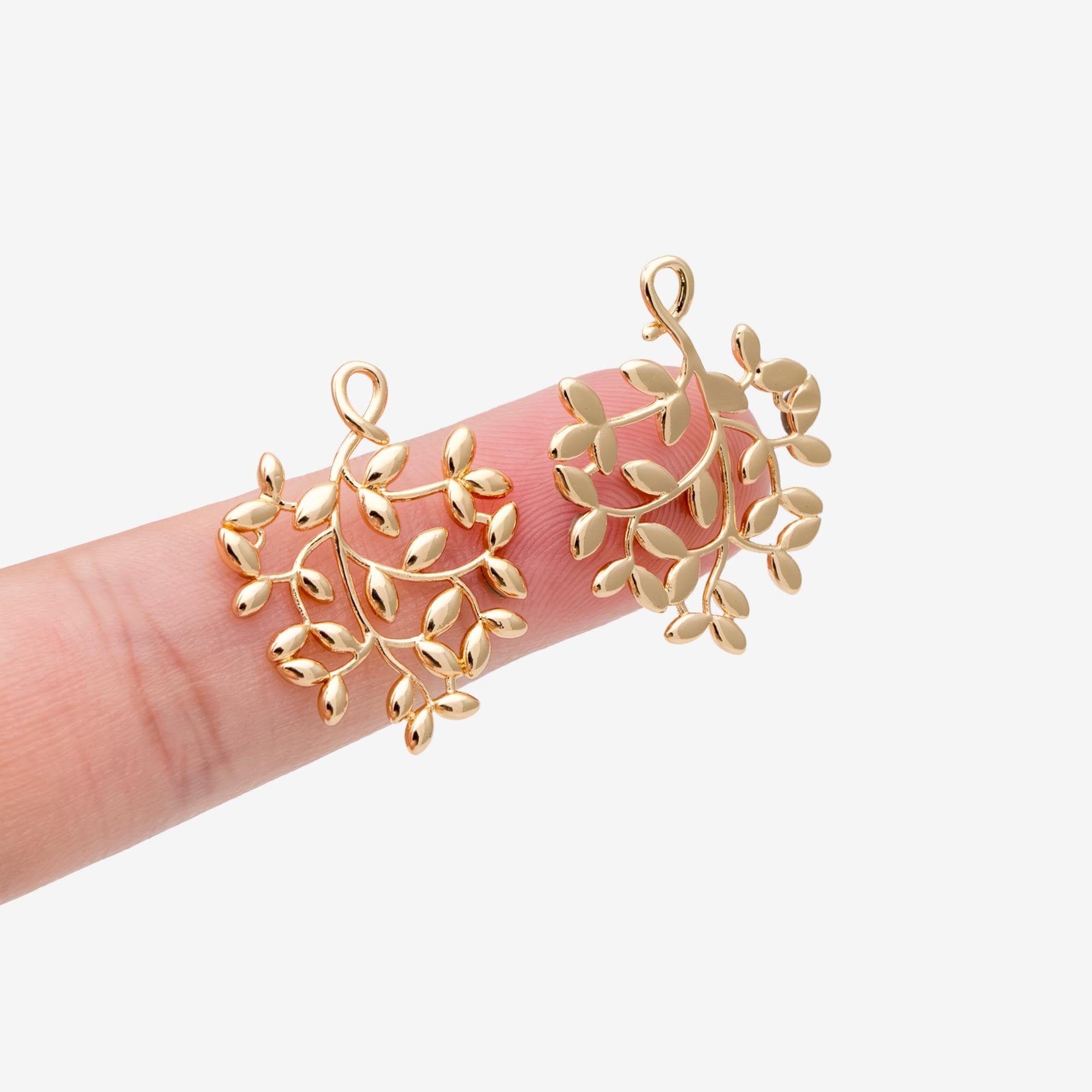 10pcs Gold Leaf Charm, Earring Findings, Jewelry Making, Diy Material, Jewelry Supplies (GB-3770-C)